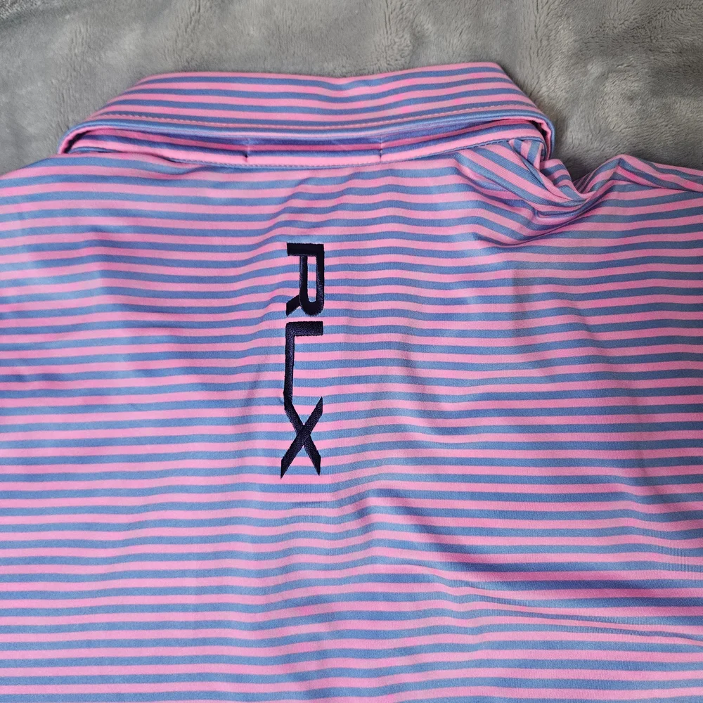 RLX Ralph Lauren Performance Golf Polo Pink Blue Striped M - Customized
